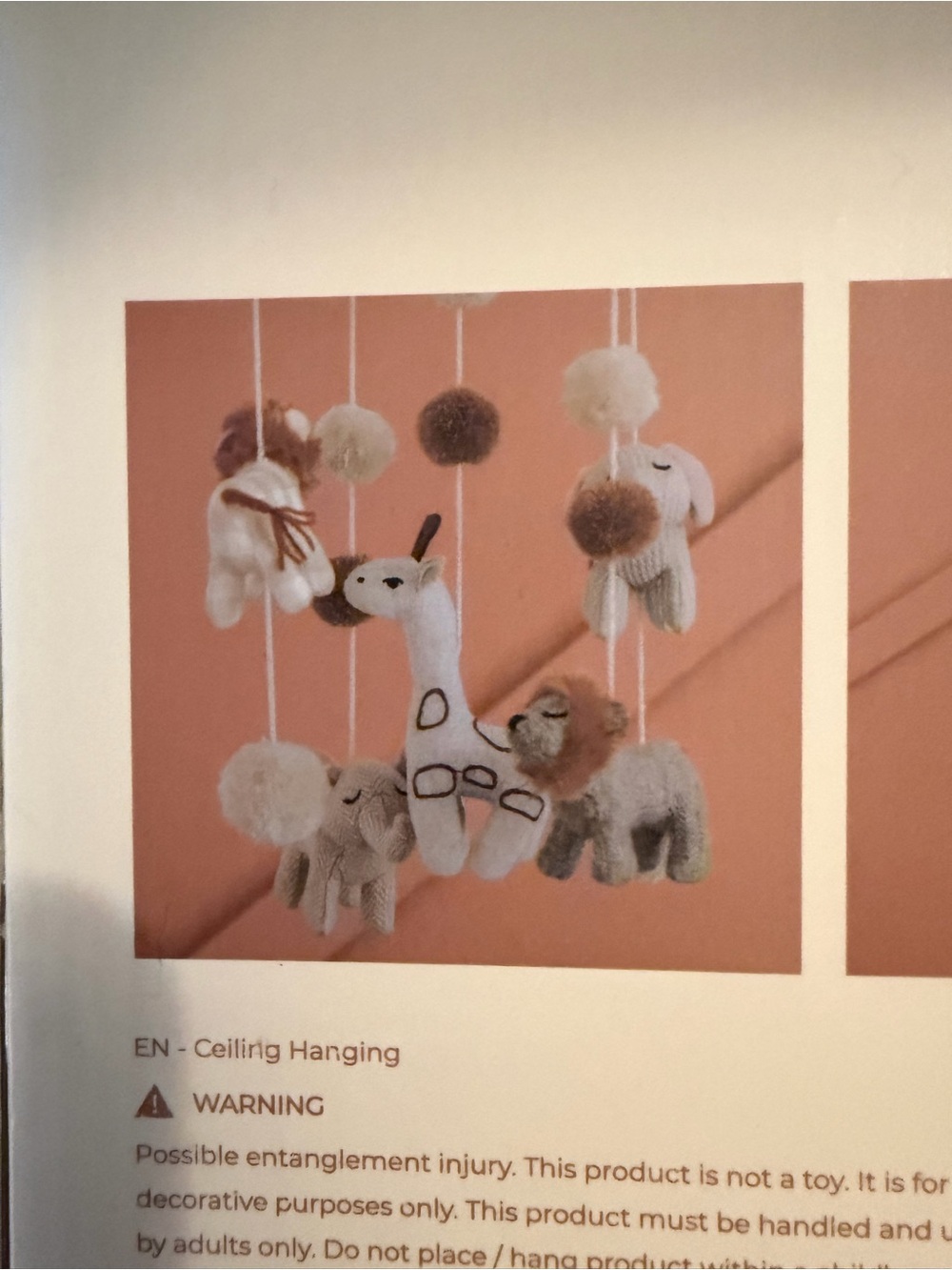 Crane Baby Neutral Animal Mobile Ceiling Hanging - Cream & Brown - Picture 3 of 3